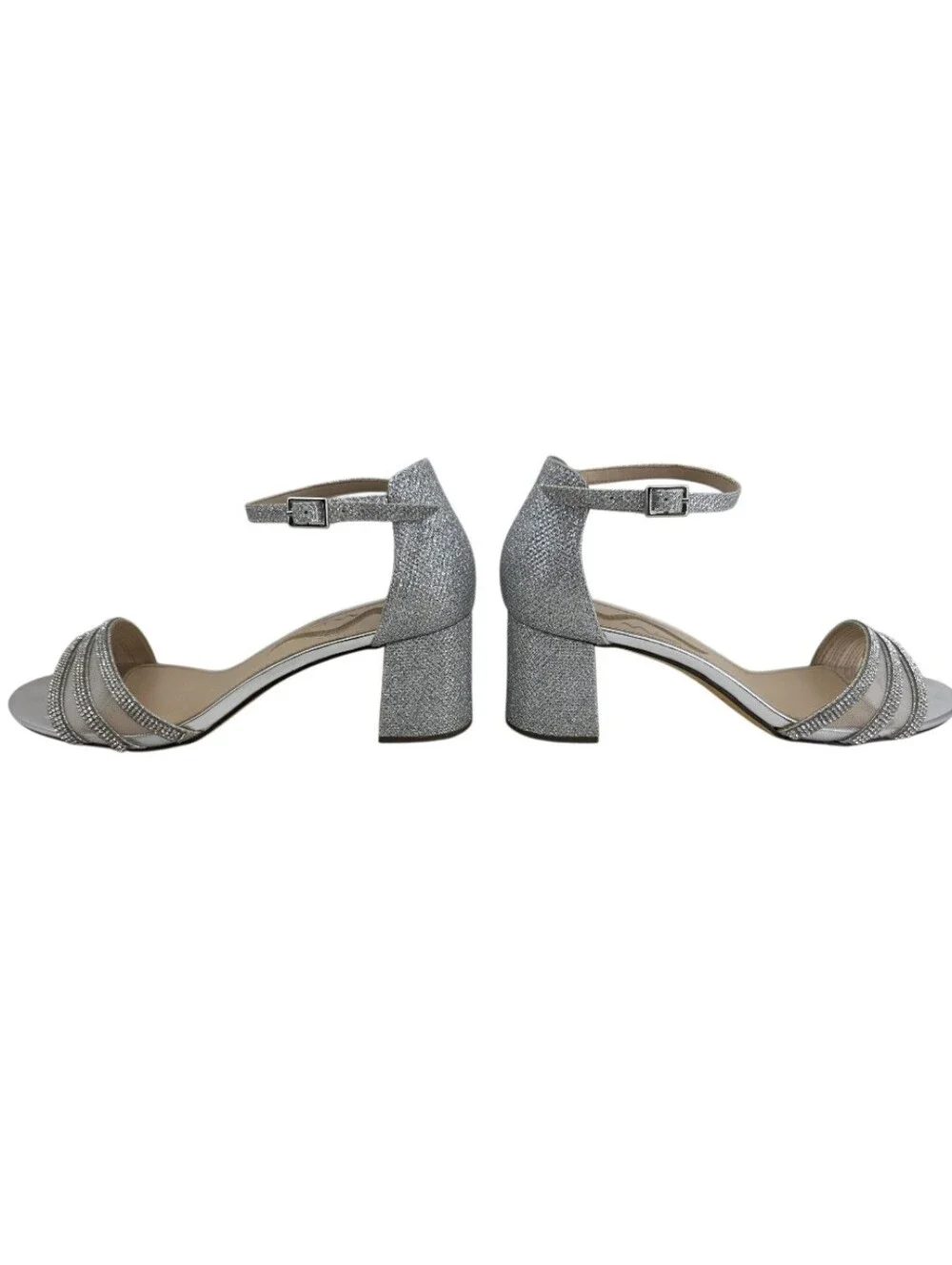 Nina Metallic Silver Dream Block Heels Women's Size 8 Homecoming Dance